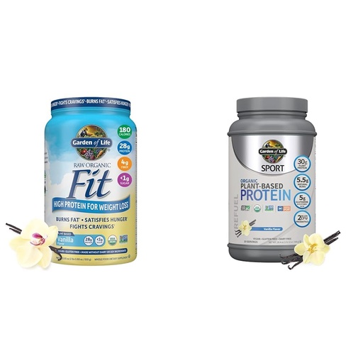 [BRSRAZYRAABGAGTB] Garden of Life Raw Organic Fit Vegan Protein Powder Vanilla with Organic Vegan Sport Protein Powder Vanilla, Plant Based Protein for Weight Loss and Post Workout Recovery