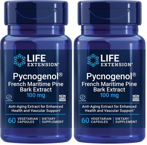 [BRSRGGQKCABGO2Q6] Life Extension Pycnogenol – French Maritime Pine Bark Extract – Scientifically Studied Healthy Aging & Vascular Health Supplement-– Non-GMO,Gluten-Free,Vegetarian-– 60 Capsules,(Pack of 2)