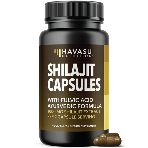[BRSREHYPDMNRGYDU] Shilajit Capsules for Men and Women - 1000mg Shilajit Extract (Standardized to 20% Fulvic Acid) - 60 Count - Shilajit Supplement Supports Heart, Immune & Healthy Aging - Vegan, Non-GMO - 30 Servings