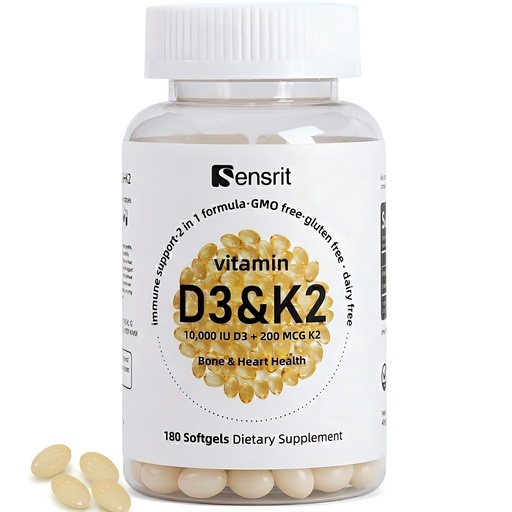[BRSREAYHCV6G2DTD] Vitamin D3 K2 Supplement 10,000 IU - High Potency Vitamin D3 with 200 mcg Vitamin K2 MK7-180 Small Softgels for Bone Health, Heart Support & Immune Boost - Non-GMO & Gluten-Free