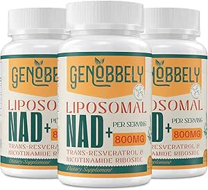 [BRSRMHD4DF7QI3TU] 800 mg Liposomal NAD+ Supplement with Nicotinamide Riboside 200 mg, Trans-Resveratrol 100 mg - True NAD Supplement for DNA Repair, Healthy Aging, Brain Function - 180-Day Supply