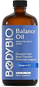 [BRSWIYYDO4NWYALE] BodyBio Balance Oil - Vegan Omega 3 6 Supplement – Cold-Pressed Safflower & Flaxseed Oil – Supports Brain Function, Healthy Skin, and Mood
