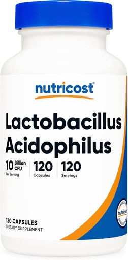[BRSWEC3YDMIQYHQ3] Nutricost Lactobacillus Acidophilus 10 Billion CFU, 120 Vegetarian Capsules