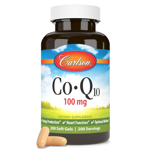 [BRSWECQ2BB4G2FLH] Carlson - Co-Q10, Co-Enzyme Q10, 100 mg, Energy Production & Heart Function, 200 Softgels