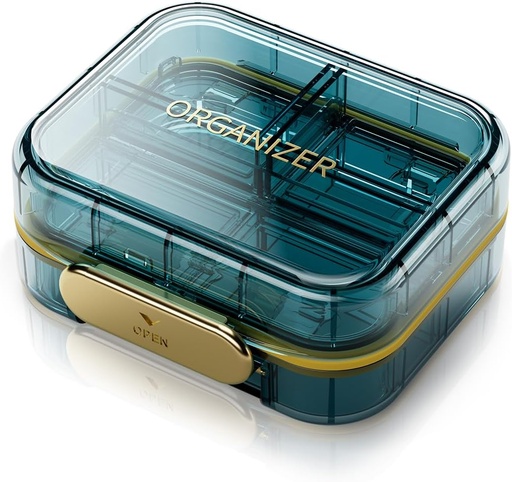 [BRSROAILBV4AKFI7] Portable Travel Pill Organizer with 7 Compartments - Perfect Weekly Pill Case Waterproof Pill Box for Daily Vitamins and Medicine, Small Pill Container for Pocket Purse (Blue)