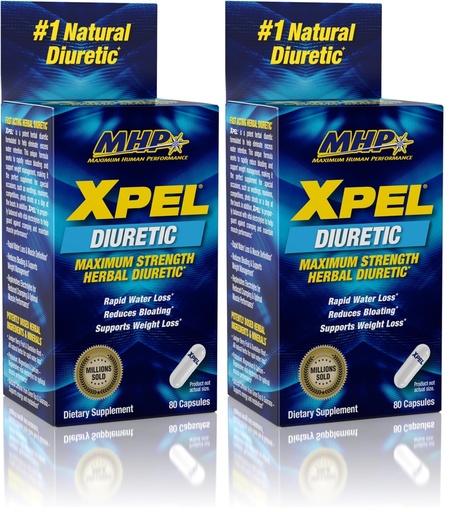 [BRSRGGQKDMDRSEL7] Maximum Human Performance Xpel Maximum Strength Diuretic Water Pills, for Water Retention Relief, Weight Loss Support, with Vitamin B-6 Potassium Dandelion Root, 80 Capsules, (Pack of 2)
