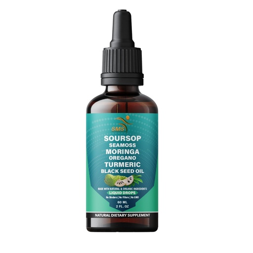 [BRSRECT7OEIAIEYY] Soursop Bitters Liquid Drops 20-in-1 with Sea Moss, Moringa, Turmeric, Black Seed Oil, Oregano & Ashwagandha | Herbal Extract Blend | Vegan, Non-GMO | 2 Fl Oz