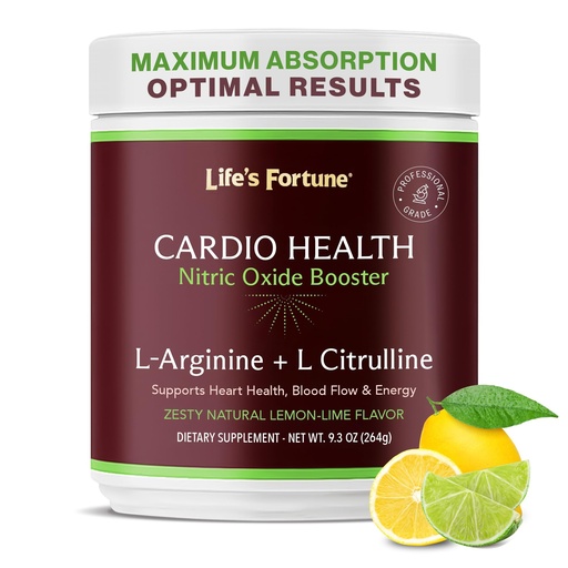 [BRSRMGIKOAMREDYZ] Life's Fortune L Arginine L Citrulline Supplement Powder - High Potency Nitric Oxide Supplement Booster with Natural Lemon Lime Flavor - Cardio Health, Blood Pressure and Vascular Support - 258g