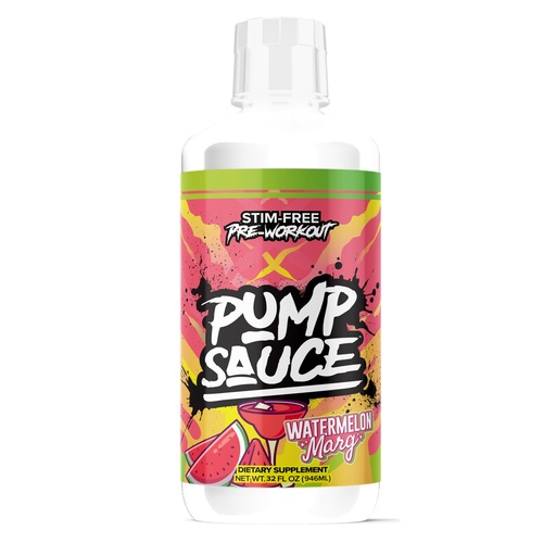 [BRSRAGQDB4CQO33K] Pump Sauce Pre-Workout - 32 oz, Watermelon Marg, No Caffeine, Full Spectrum Liquid, Gluten Free, Vegan, Zero Sugar
