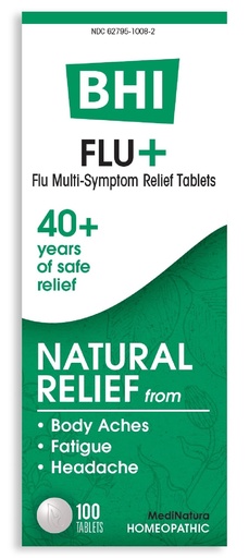 [BRSWIYT3AEPBCE32] MediNatura BHI Flu + Cold/Flu Symptoms - Cold/Flu Symptom Relief Tablets for Seasonal Illness - Relieves Head & Body Aches & Fatigue - Fast-Acting, Chewable & Easy-to-Use Tablets - 100 Count