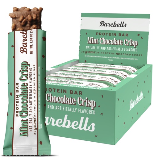 [BRSRGAD3BAHWC3TO] Barebells Mint Chocolate Crisp Protein Bar – 20g Protein – No Added Sugar – 12 x 55g High Protein Snack – Post Workout Snack