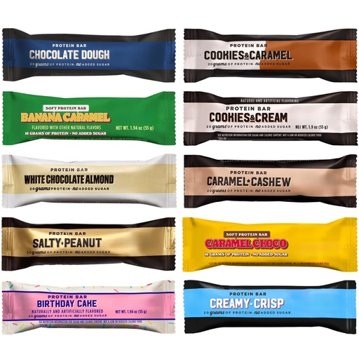 [BRSRYYYCOB6AGC3F] BarebeIs Protein Bars Variety Pack - 10 Flavor Assortment, Protein Snacks with 20g of Protein - (Pack of 10)