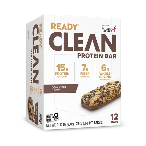 [BRSRGAL2CAGWCDLL] Ready® Protein Bars – High-Protein Snack with 15g Whey Protein, With Flaxseeds and Omega-3s for Sustained Energy, Supports Lean Muscle and Recovery – Chocolate Chip, 12 Pack