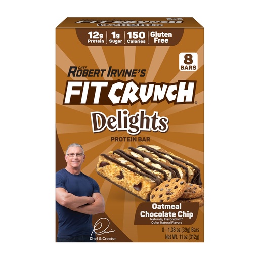 [BRSREFA5BUFAKFY6] FITCRUNCH Delights Protein Bar, 12g of Protein & 1g of Sugar (8 Bars, Oatmeal Chocolate Chip)
