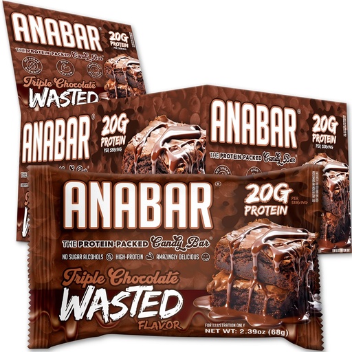 [BRSROAIBAF7WAEIZ] Anabar Protein Bar, Triple Chocolate Wasted, The Protein-Packed Candy Bar, No Sugar Alcohols, High Protein, Amazingly Delicious, 20 Grams of Protein (12 Bars, Triple Chocolate Wasted)