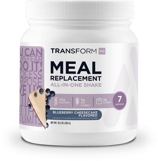 [BRSW2AL2DEMQADL7] TransformHQ Meal Replacement Shake Powder 7 Servings (Blueberry Cheesecake) - Gluten Free, Non-GMO
