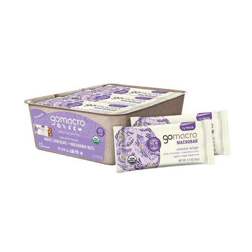 [BRSRABAHCECAK3YZ] GoMacro MacroBar Organic Vegan Protein Bars - White Chocolate + Macadamia Nuts (2.3 Ounce Bars, 12 Count)