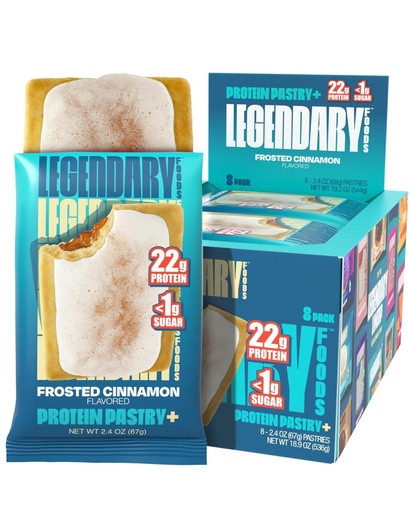 [BRSROBD5A4HR63QY] Legendary Foods 22g Protein Pastry 0g Added Sugar, Low Carb, Gluten Conscious, Keto Snack, Ideal for Glucose Management, Includes Whey Protein Isolate, 8 Pack Frosted Cinnamon