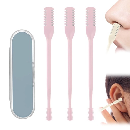 [BRSREAQYOQJWOCL7] Nasal Hair Cutter & Trimmer, 2025 New 360° Rotary Nose Hair Remover with Ear Picker, Portable Grooming Essential for Men & Women Travel Essential (Pink, 3 Pcs)