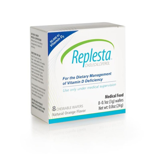[BRSWGEI5DMFAACDG] Replesta 50,000 IU Vitamin D3 Cholecalciferol, for Vitamin D Deficiency, Once-Weekly Chewable Wafer, Non-GMO, Natural Orange Flavor, 8 Count (Pack of 1)