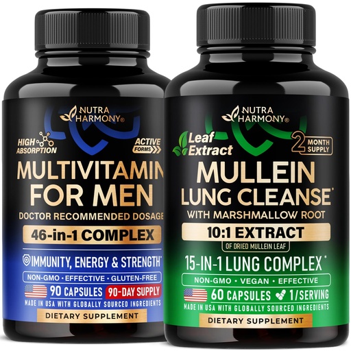 [BRSREFQYDIPQIET7] NUTRAHARMONY Mullein Lung Detox & Multivitamin for Men