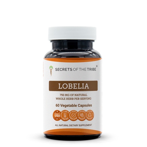 [BRSWGBLRDFYAMDTB] Secrets of the Tribe Lobelia 60 Capsules, 750 mg, Responsibly farmed Lobelia Inflata Dried Herb (60 Capsules)