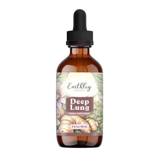 [BRSRGCDRBB6A4HLV] Earthley Wellness Deep Lung, Supports Respiratory Health, Marshmallow Root, Thyme, Oregano, Ginger, Calming and Soothing (2oz, Regular)