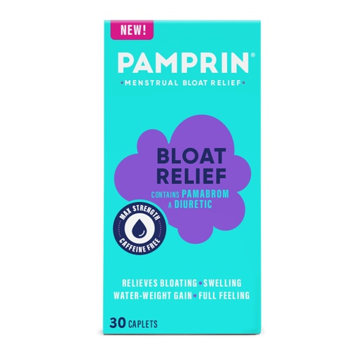 [BRSRYYYPO4ORQCL7] Pamprin Bloat Relief, Caffeine-Free Bloating Relief for Women Before & During Periods, 30 Count