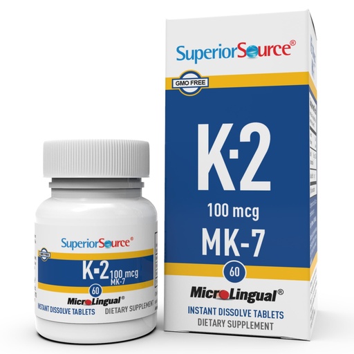 [BRSWIZYKA55AYDDU] Superior Source Vitamin K2 MK-7 (Menaquinone-7) 100 mcg - Bone Strength & Health Support Supplement - Aids Healthy Heart Function - Bariatric-Friendly - 60 Sublingual Dissolving Tablets