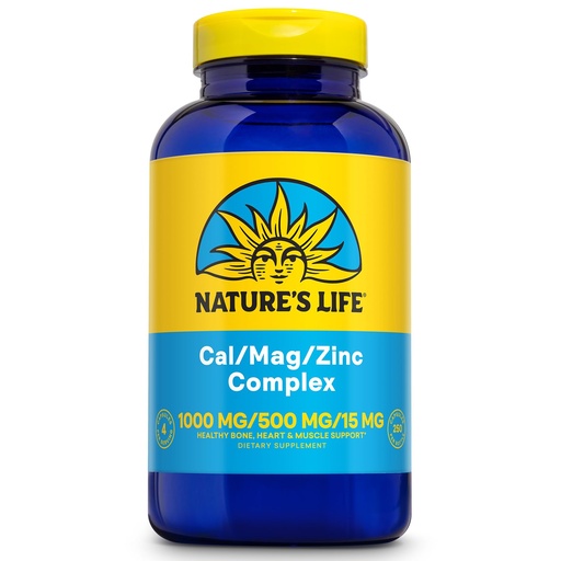 [BRSWIYQZBQJRMFY7] Nature's Life Cal Mag Zinc Complex - Calcium (1000 mg), Magnesium (500 mg), Zinc (15 mg), & D3 Supplement, Trace Mineral Support for Bones & Teeth, Vitamin Formula for Men & Women - 250 Count Capsules