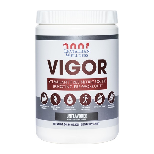 [BRSROAQEA57BQH3B] Vigor - Stimulant-Free Nitric Oxide Pre-Workout Powder | L-Citrulline (5000 mg), Malic Acid (2000 mg), GlycerPump (1500 mg)| Unflavored | 30 Servings, 9.62g Each | Made in The USA