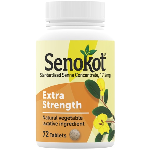 [BRSREGAOAR4A4AI7] Senokot Extra Strength Natural Vegetable Laxative for Gentle Overnight Relief Occasional Constipation, 72 Count