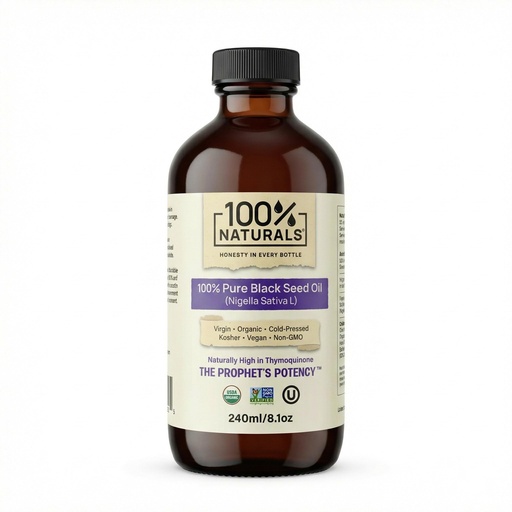 [BRSRGFARDF6WOEL4] 100% Naturals, Pure Virgin Organic Black Seed Oil (8oz Glass Premium Bottle) - Cold-Pressed Nigella Sativa Oil with Natural Antioxidants, High in Thymoquinone, Chemical-Free, Kosher, Non-GMO