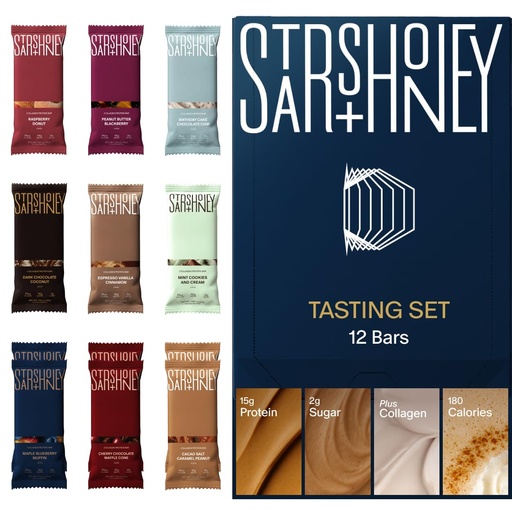[BRSREBT2CQPROA3X] Stars + Honey Protein Bars, Variety Pack, 14-15g Protein, 1-3g Sugar, with Collagen Peptides, Dairy Free, Soy & Gluten Free Snacks for Adults, Keto Friendly, No Seed Oils or Sugar Alcohols, 12 Pack
