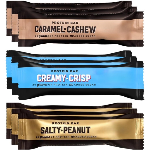 [BRSRGCYLCUNRMDLX] BarebeIs Protein Bars Assorted Variety Pack - 3 Flavor - Protein Snacks with 20g of Protein - 9 Count