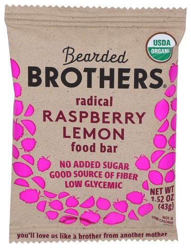 [BRSWKEITCEIGI23I] Bearded Brothers, Bar Radical Raspberry Lemon Organic, 1.52 Ounce