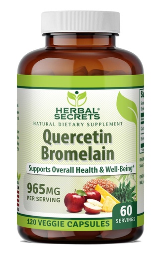 [BRSRGGQZAANB63L5] Herbal Secrets Quercetin 800mg with Bromelain 165mg, Veggie Capsules Supplement | Non-GMO | Gluten Free | Made in USA (1 Pack, 120, Count)