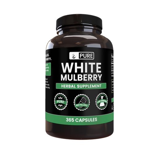 [BRSWYAQYO4DWEADH] Pure Original Ingredients White Mulberry (365 Capsules) No Magnesium Or Rice Fillers, Always Pure, Lab Verified