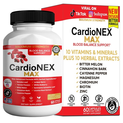 [BRSRGYYZB55GAHLA] CardioNEX MAX Blood Support Supplement, Natural Cardiovascular Wellness Formula, 60 Capsules