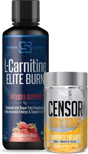 [BRSWYBDQPIJWC3YZ] 与CLA(90 Softgels)和Siren Labs L-Carnitine Elite Burning Fat Lost 支持草莓Blast 3000 mg(32 services)的NDS营养脂肪损失-Body Toner 检测器