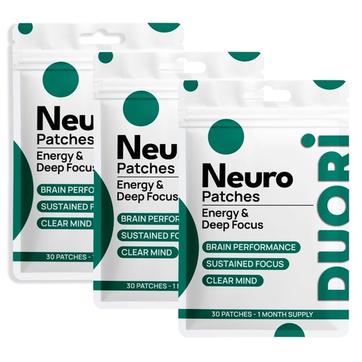 [BRSREHTQOEMQ23DP] Neuro Patch - Focus & Brain Support - Natural Caffeine + L-Theanine + Rhodiola + Black Pepper Extract - Sugar Free Nootropic Cognitive Brain Focus Patch - 30 Pieces (3 Pack (90 Patches))