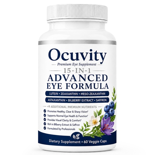 [BRSRYYAZBYMWY2DO] Ocuvity 15-in-1 Advanced Eye Formula, Eye Health Supplement with Lutein, Zeaxanthin & Vitamin for Blue Light Protection, Digital Eye Strain Relief, Dry Eye Comfort & Night Vision Clarity, 60 Capsules