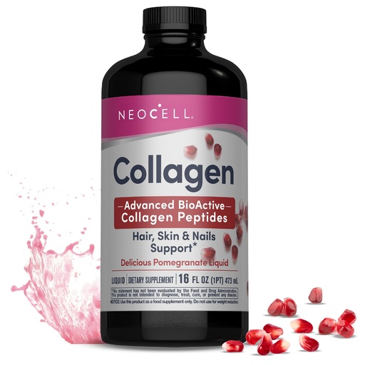 [BRSROHYQAUHRYYLG] NeoCell Liquid Collagen, Skin, Hair, Nails and Joints Supplement, Includes Fruit Juice Concentrates and Green Tea Blend, Pomegranate, 16 oz., 1 Bottle
