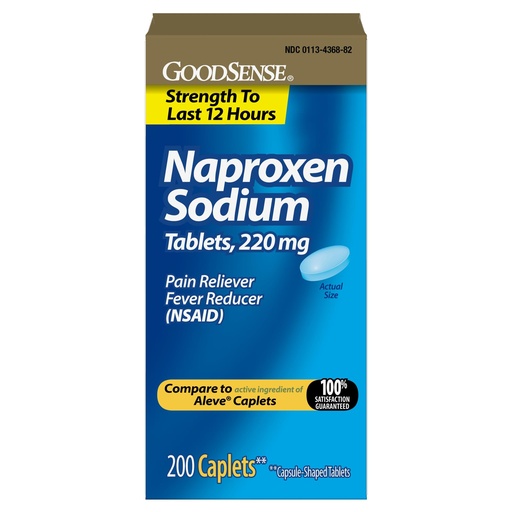 [BRSRGAI6AQNA4ADB] GoodSense Naproxen Sodium Tablets 220 mg, Pain Reliever and Fever Reducer (NSAID), 200 Count