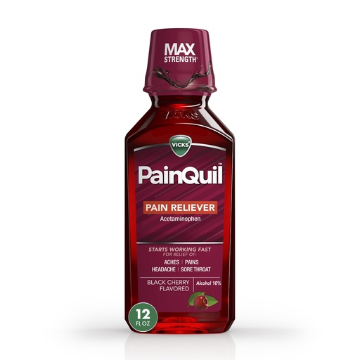 [BRSREGIBB4BGC2YV] Vicks PainQuil Pain Relief Acetaminophen 1000mg Max Strength‡ Adult Pain Reliever Liquid 12oz, Backache Headache Relief, 1 Daytime Pain Reliever