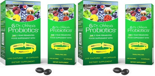 [BRSRGGQZCJ6B4GQ3] Essential Formulas Dr. Ohhira's Probiotics, Original Formula, 60 Caps with Bonus 10 Capsule Travel Pack - 13 Probiotic Strains with Prebiotics and Postbiotics (Pack of 2)