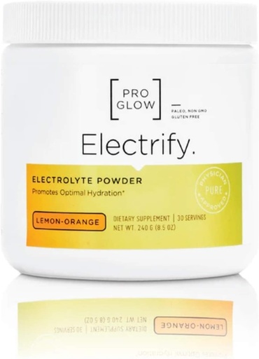 [BRSWGAIFAB7BAH36] Lemon-Orange Electrolyte Replacement Supplement Powder with Stevia for Hydration - ProGlow Electrify (30 Servings)