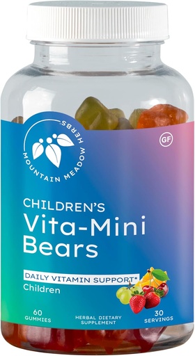 [BRSWYGIQAQOQ2CLK] Mountain Meadow Herbs Vita-Mini Bears for Children | Multivitamin with Biotin, Folic & Pantothenic Acid, Iodin, Zinc | for Children’s Healthy Development | Fruit Gummies, 60 ct.