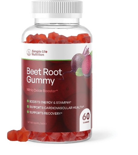 [BRSROAQ5AQORY23V] Organic Beet Root Gummies - Nitric Oxide Booster for Men & Women - Organic Non-GMO Gluten Free Vegan Beets - 60CT