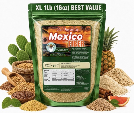 [BRSRYZT6CQMWECLP] 1LB La Original de Mexico Daily Fiber Powder – Natural Plant-Based – Easy Mix Fiber for Drinks, Smoothies & Food – Non-GMO & Additive Free Imported from Mexico